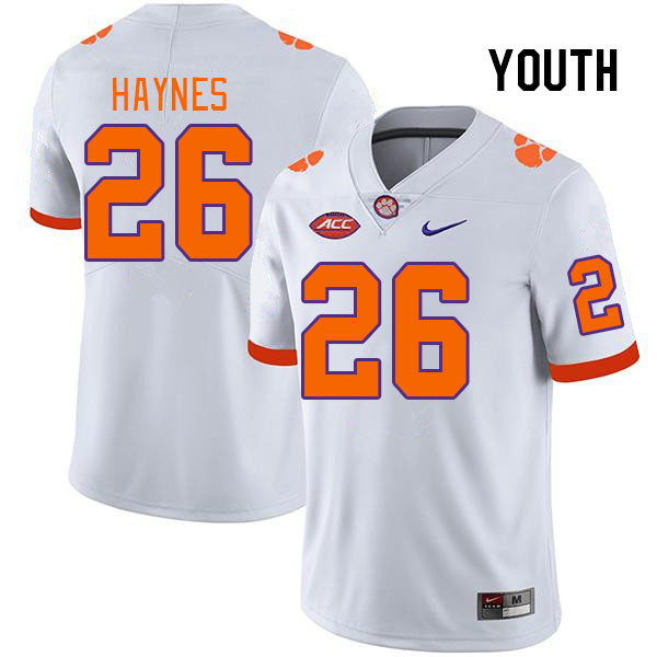 Youth #26 Jay Haynes Clemson Tigers College Football Jerseys Stitched Sale-White - Click Image to Close